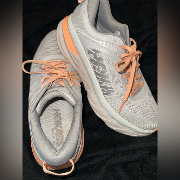 Hoka One One Women's Gray and Orange Running Shoes - Picture 1 of 13